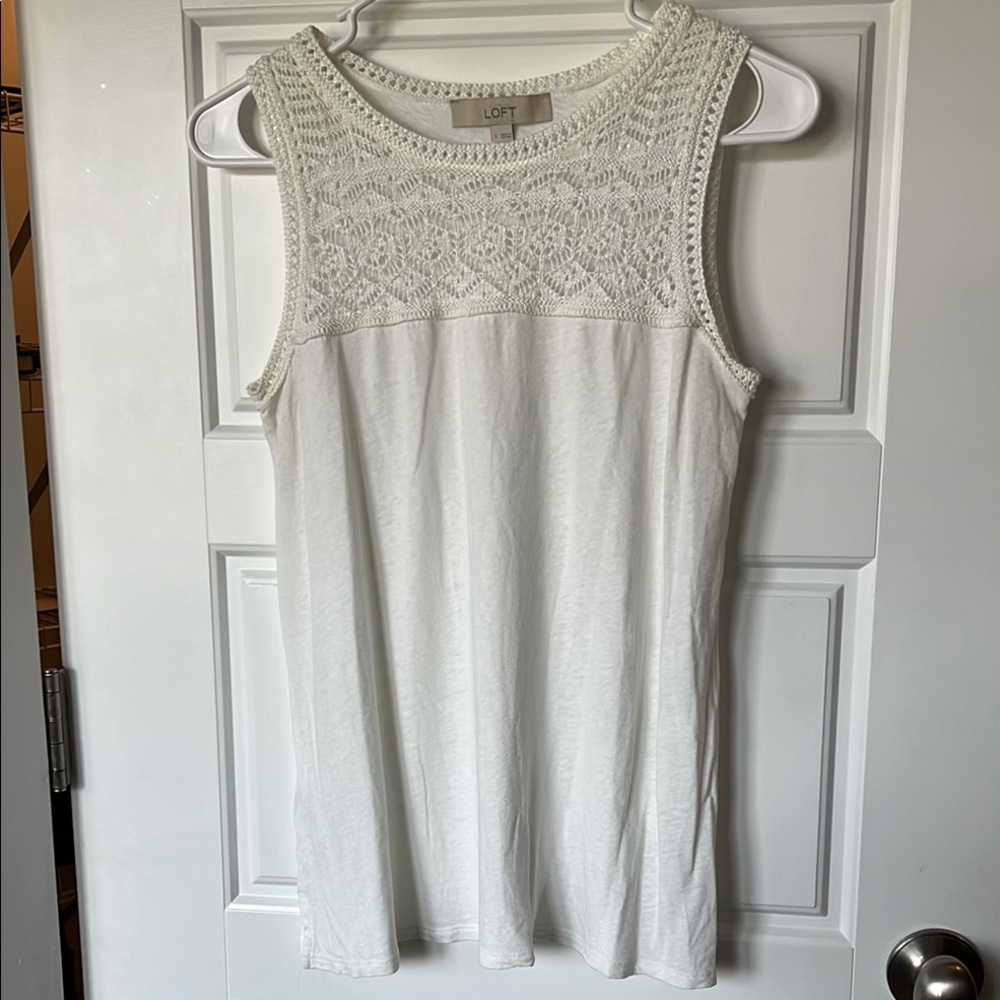 LOFT Cream Crochet Lace Tank Top